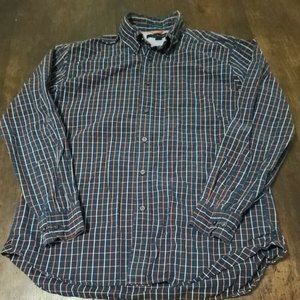 Tommy Jeans Mens L Plaid Dress Button Up Shirt Long Sleeve Blue Plaid very nice